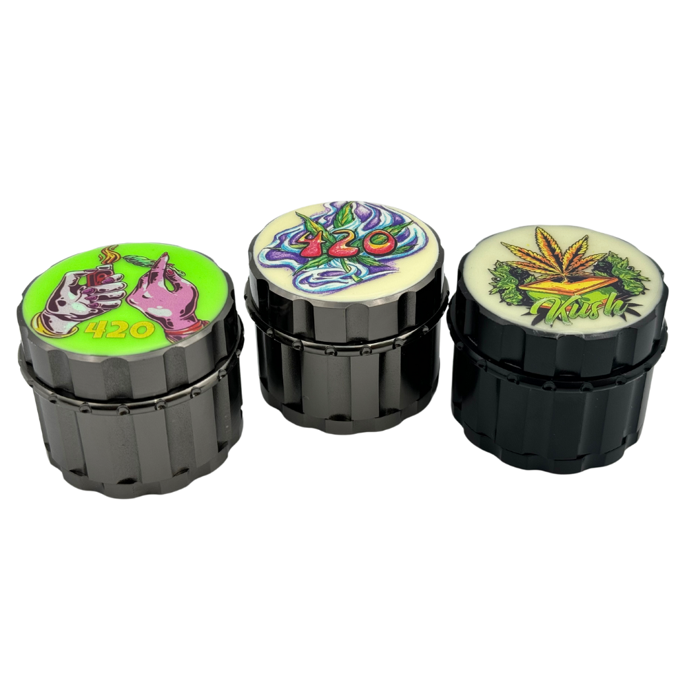 Arsenal Reefer Glow In The Dark 55mm 4-Pc Grinder - 3ct